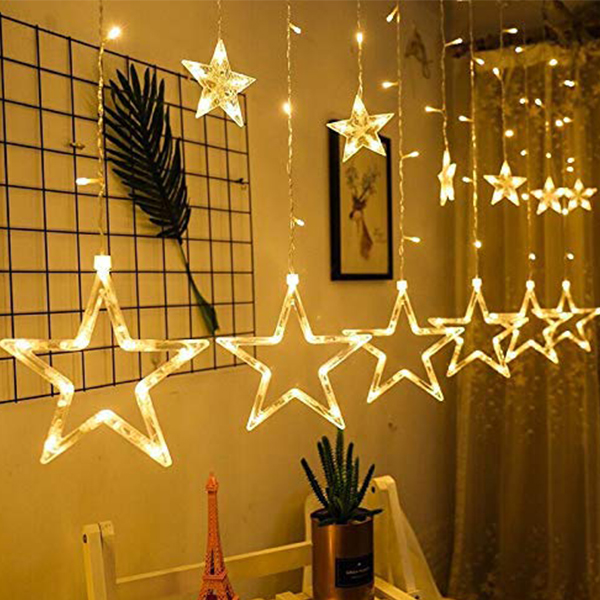 Pentagram LED Curtain Lights for Cozy Home Decor-বাড়ির সাজসজ্জার জন্য পেন্টাগ্রাম এলইডি বড় স্টারলাইট